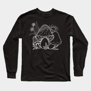 Mushroom Sprouts In Nature Line Art Design Long Sleeve T-Shirt